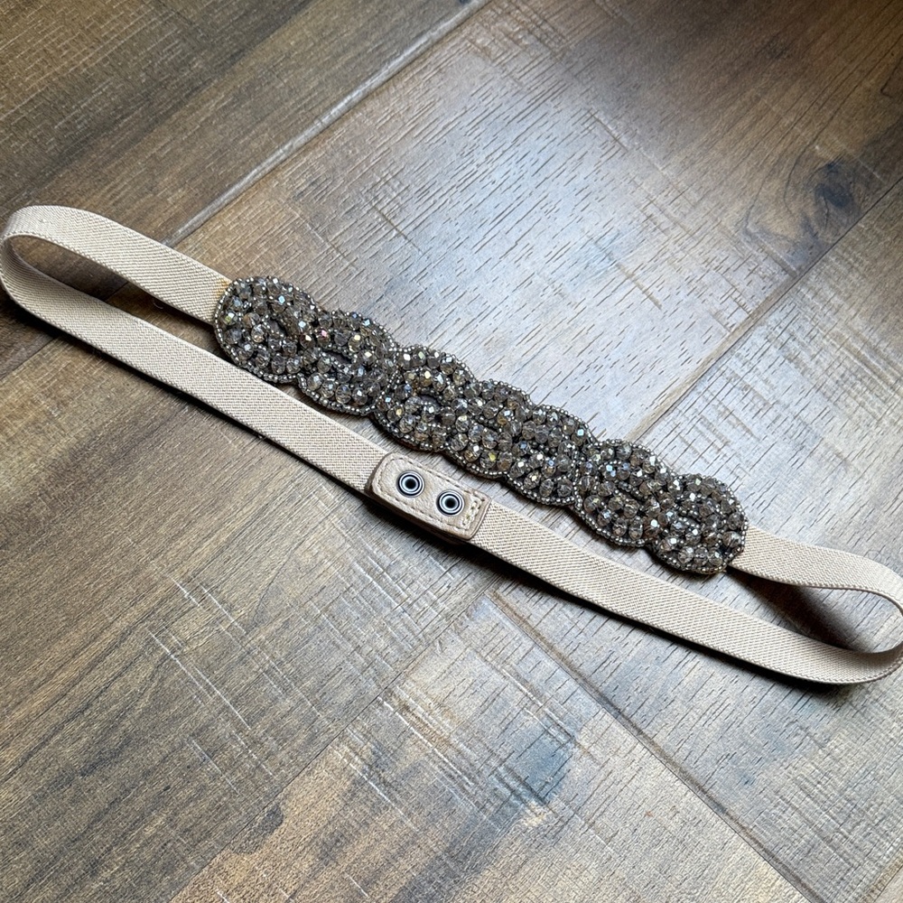 Elegant Beaded Belt in Tan and Brown